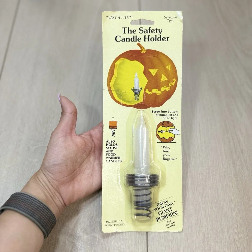 NEW VTG 1989 Pumpkin Jack O Lantern Safety‎ Candle Holder Twist A Lite USA NOS